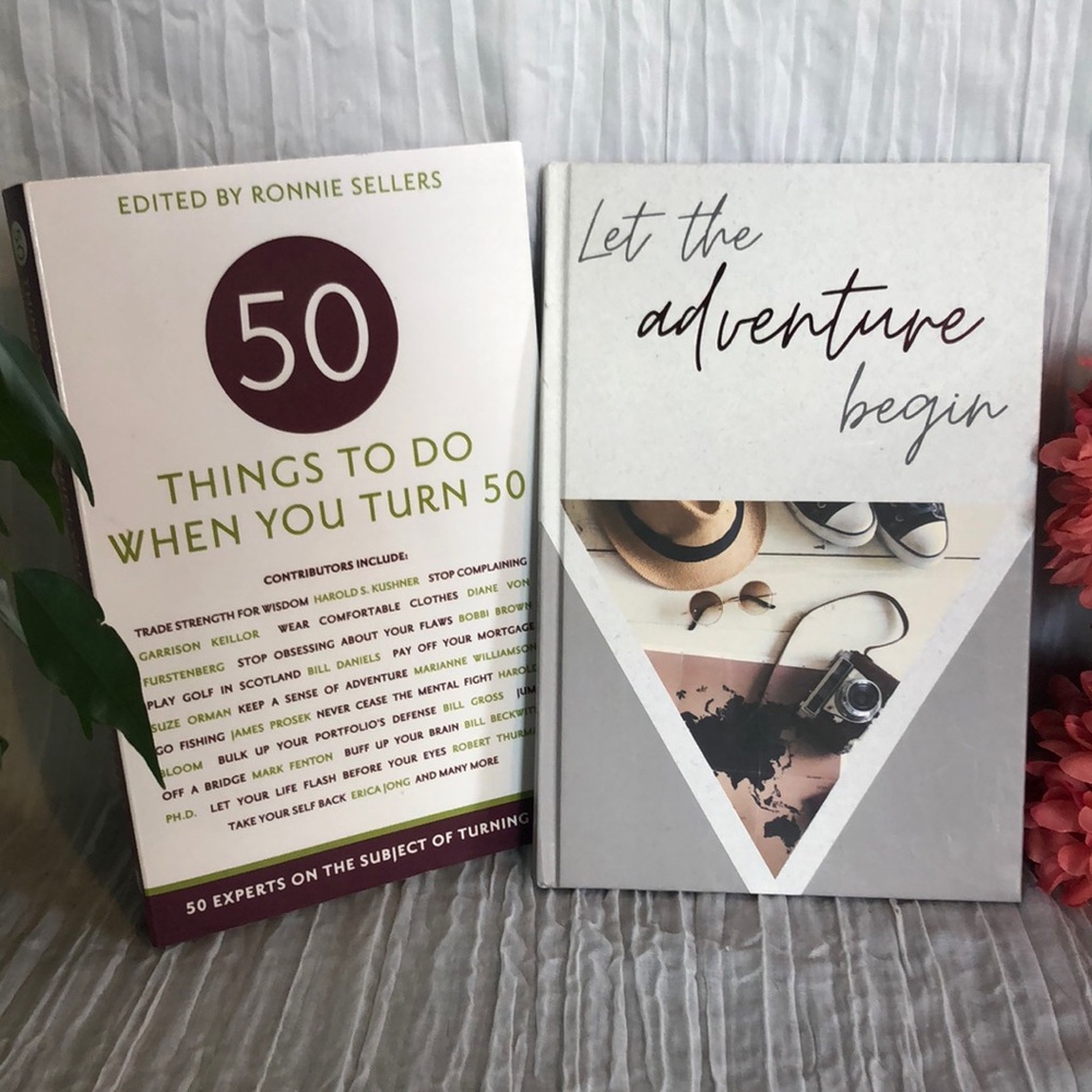 50 THINGS TO DO WHEN YOU TURN 50 book & LET THE ADVENTURE BEGIN travel journal